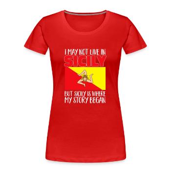Sicile Drapeau Italie Sicile - T-shirt bio Premium Femme - rouge - Devant - Mia (176cm)