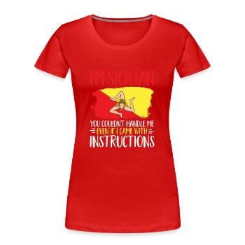 Sicile Drapeau Italie Sicile - T-shirt bio Premium Femme - rouge - Devant - Mia (176cm)