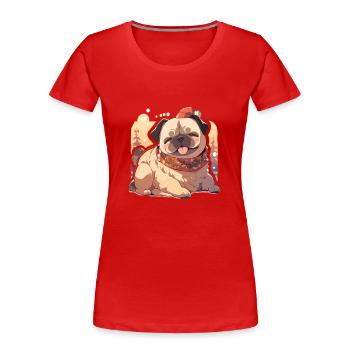 Carlin Carlin Chien Carlin Noël Carlin Noël - T-shirt bio Premium Femme - rouge - Devant - Mia (176cm)
