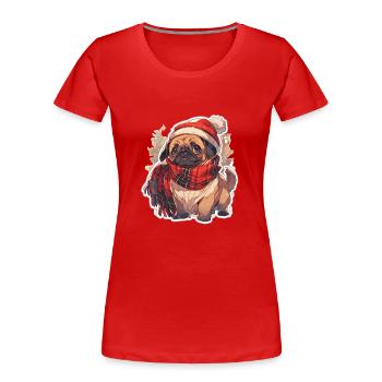 Carlin Carlin Chien Carlin Noël Carlin Noël - T-shirt bio Premium Femme - rouge - Devant - Mia (176cm)