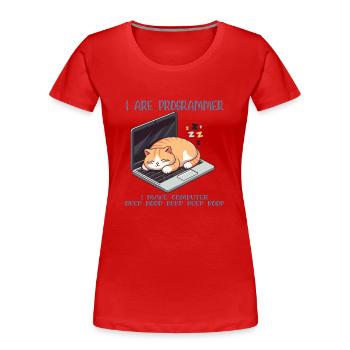 Ich bin Programmierer, fette schlafende Katze - Frauen Premium Bio T-Shirt - Rot - Vorne - Mia (176cm)