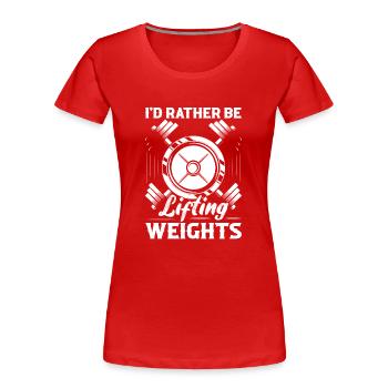 Soulever des poids Entraînement Entraînement Haltérophilie - T-shirt bio Premium Femme - rouge - Devant - Mia (176cm)