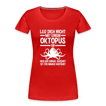 Tintenfisch Oktopus - Frauen Premium Bio T-Shirt - Rot - Vorne - Mia (176cm)
