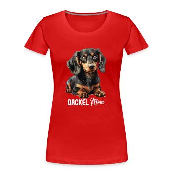 Chien teckel - T-shirt bio Premium Femme - rouge - Devant - Mia (176cm)