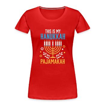 Jewish This Is My Hanukkah Pajamakah Matching - Frauen Premium Bio T-Shirt - Rot - Vorne - Mia (176cm)