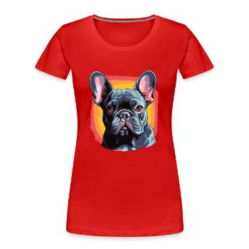 Hund French Bulldog - Frauen Premium Bio T-Shirt - Rot - Vorne - Mia (176cm)