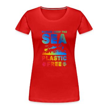 plastik save the ocean - Frauen Premium Bio T-Shirt - Rot - Vorne - Mia (176cm)