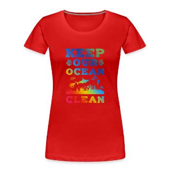 ozean sauber halten - Frauen Premium Bio T-Shirt - Rot - Vorne - Mia (176cm)