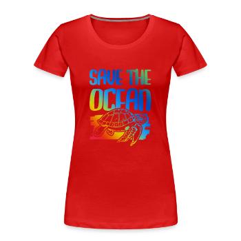 save the ocean schildkröte - Frauen Premium Bio T-Shirt - Rot - Vorne - Mia (176cm)