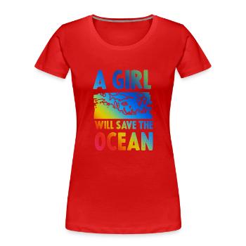 save the ocean mädchen - Frauen Premium Bio T-Shirt - Rot - Vorne - Mia (176cm)