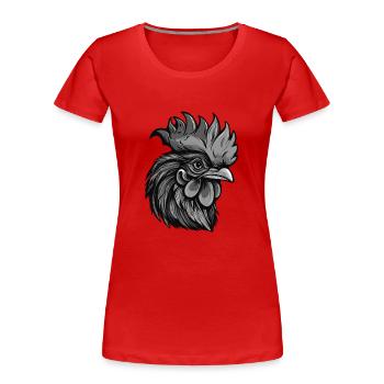 Rooster Portrait - Women's Premium Organic T-Shirt - red - Front - Mia (176cm)