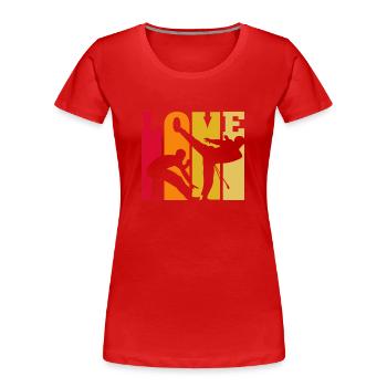 Capoeira Love Retro - Frauen Premium Bio T-Shirt - Rot - Vorne - Mia (176cm)
