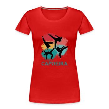 Capoeira Retro - Frauen Premium Bio T-Shirt - Rot - Vorne - Mia (176cm)