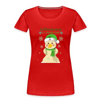 Lëtzebuerg ass e Chrëschtdag paradis - Frauen Premium Bio T-Shirt - Rot - Vorne - Mia (176cm)