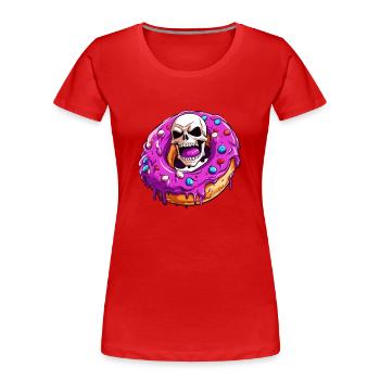 Der Donut der Untoten Zombies - Frauen Premium Bio T-Shirt - Rot - Vorne - Mia (176cm)