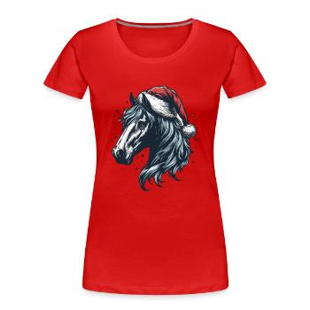 Horse Horse Head with Santa Hat Christmas - Women's Premium Organic T-Shirt - red - Front - Mia (176cm)