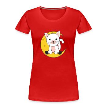 Moon Cat Cute Animals for Kids for the Night - Women's Premium Organic T-Shirt - red - Front - Mia (176cm)