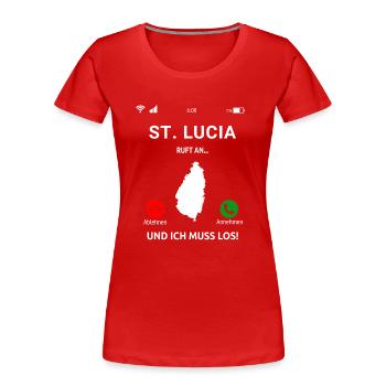 St. Lucia Karibik Insel Saint Lucia Urlaub Idee - Frauen Premium Bio T-Shirt - Rot - Vorne - Mia (176cm)