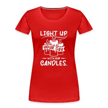 Light up your day with our candles, candle making - Frauen Premium Bio T-Shirt - Rot - Vorne - Mia (176cm)