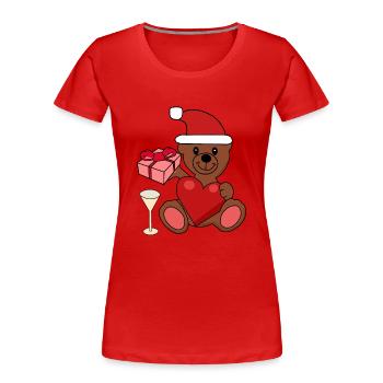 Teddybär Weihnacht Party feiern Weihnachtsgeschenk - Frauen Premium Bio T-Shirt - Rot - Vorne - Mia (176cm)