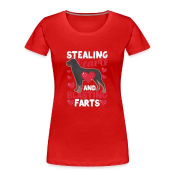 Stealing hearts and blowing up farts - Women's Premium Organic T-Shirt - red - Front - Mia (176cm)