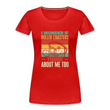 Roller Coaster Roller Coaster Amusement Park - Women's Premium Organic T-Shirt - red - Front - Mia (176cm)