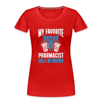Apotheker Geschenk Apotheke - Frauen Premium Bio T-Shirt - Rot - Vorne - Mia (176cm)