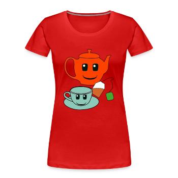 Gastronomy Host Tea Teapot Drinks - Women's Premium Organic T-Shirt - red - Front - Mia (176cm)