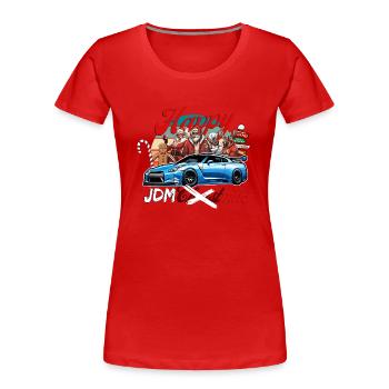 Jdm christmas edition / Tuning Mechaniker Kostüm - Frauen Premium Bio T-Shirt - Rot - Vorne - Mia (176cm)