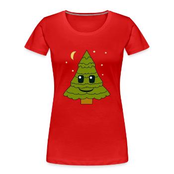 fir tree, fir tree, starry sky, moon, night, forest - Women's Premium Organic T-Shirt - red - Front - Mia (176cm)