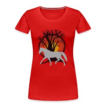 Chevaux, Chevaux, Cheval Sauvage, Nature, Nature Sauvage, Soleil, Cheval - T-shirt bio Premium Femme - rouge - Devant - Mia (176cm)