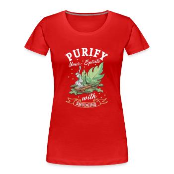 Smudge Sage Feder Spirituelle Hexerei Meditieren - Frauen Premium Bio T-Shirt - Rot - Vorne - Mia (176cm)