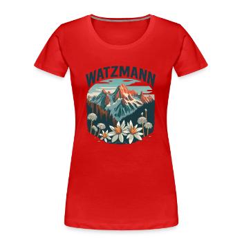Alpine Flowers, Berg, Watzmann, Bavaria, Berchtesgaden - Women's Premium Organic T-Shirt - red - Front - Mia (176cm)