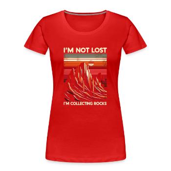 Je ne suis pas perdu, je collectionne des roches - T-shirt bio Premium Femme - rouge - Devant - Mia (176cm)