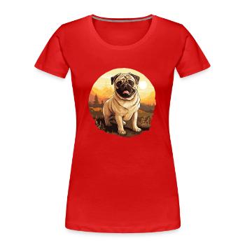 Mops - Frauen Premium Bio T-Shirt - Rot - Vorne - Mia (176cm)
