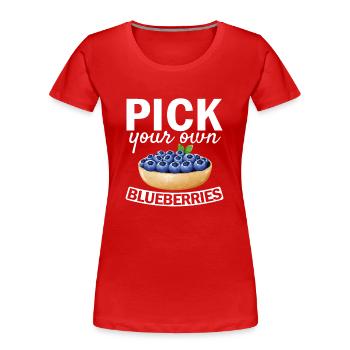 Blueberry, Fruit, Blueberry - Women's Premium Organic T-Shirt - red - Front - Mia (176cm)
