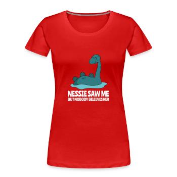Drôle de Nessie Monstre du Loch Ness Monstres - T-shirt bio Premium Femme - rouge - Devant - Mia (176cm)