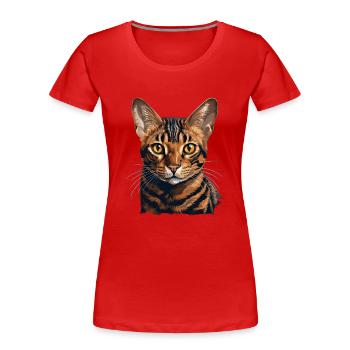 Chat du Bengale - T-shirt bio Premium Femme - rouge - Devant - Mia (176cm)