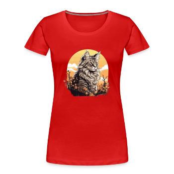 Maine Coon - Frauen Premium Bio T-Shirt - Rot - Vorne - Mia (176cm)