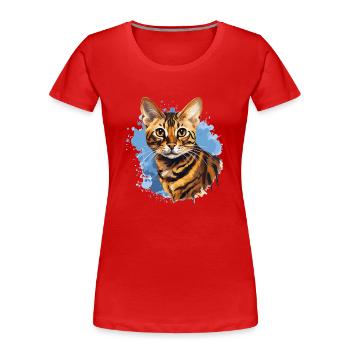Chat du Bengale - T-shirt bio Premium Femme - rouge - Devant - Mia (176cm)