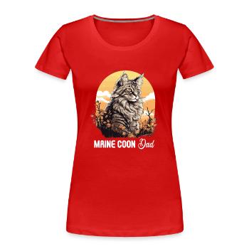 Maine Coon - Frauen Premium Bio T-Shirt - Rot - Vorne - Mia (176cm)