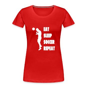 Fußballdesign Fußballspieler Fußballmannschaft - Frauen Premium Bio T-Shirt - Rot - Vorne - Mia (176cm)