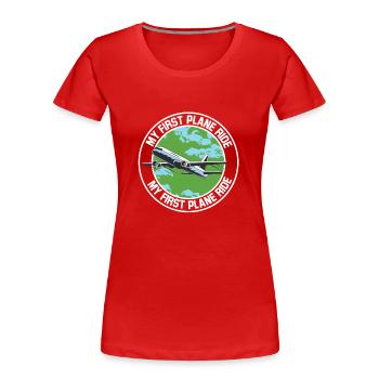Mon premier voyage en avion en solo - T-shirt bio Premium Femme - rouge - Devant - Mia (176cm)