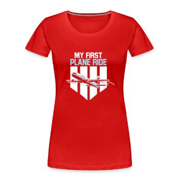 Mon premier voyage de vacances en avion Voyageur - T-shirt bio Premium Femme - rouge - Devant - Mia (176cm)