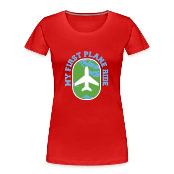 Mon premier voyage de vacances en avion en solo - T-shirt bio Premium Femme - rouge - Devant - Mia (176cm)