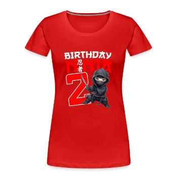 Kids Birthday Ninja Shirt - 2 Year Old Ninja Birth - Frauen Premium Bio T-Shirt - Rot - Vorne - Mia (176cm)