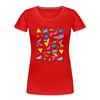 Bouldern Klettern Boulderer Boulder - Frauen Premium Bio T-Shirt - Rot - Vorne - Mia (176cm)