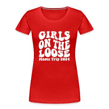 Girls On The Loose Moms Trip 2024 - Frauen Premium Bio T-Shirt - Rot - Vorne - Mia (176cm)