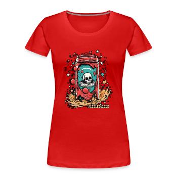 Trinken, Zischen, Dizzeln, die Schädel Soda Dose - Frauen Premium Bio T-Shirt - Rot - Vorne - Mia (176cm)