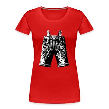 Lederhose | Traditional Bavarian Lederhosen - Frauen Premium Bio T-Shirt - Rot - Vorne - Mia (176cm)